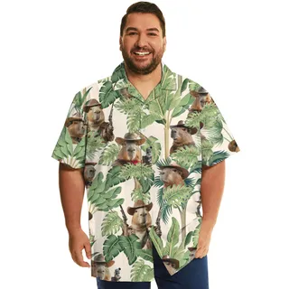 Funny Capybara Cowboy Tropical Shirt Button Up
