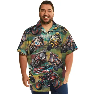Motocross Racing Button Up Hawaiian Shirt