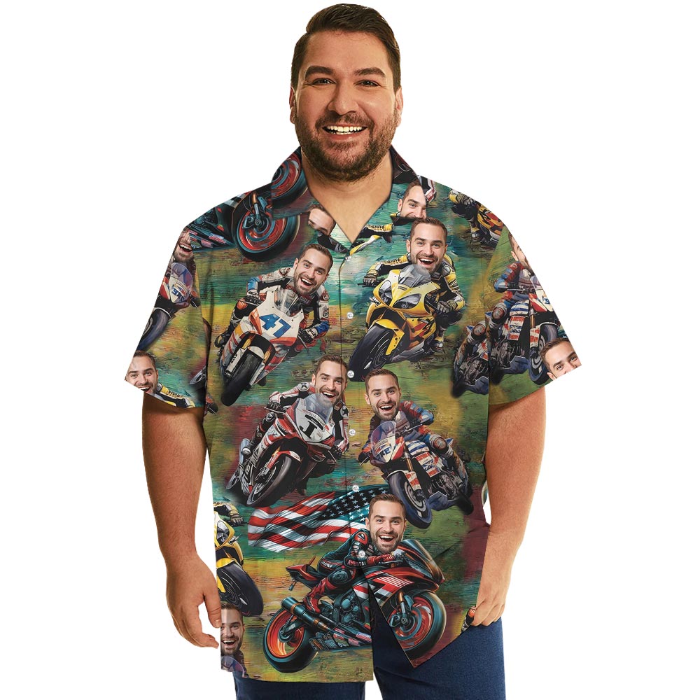 Custom Face Motocross Hawaiian Shirt - variant image 1