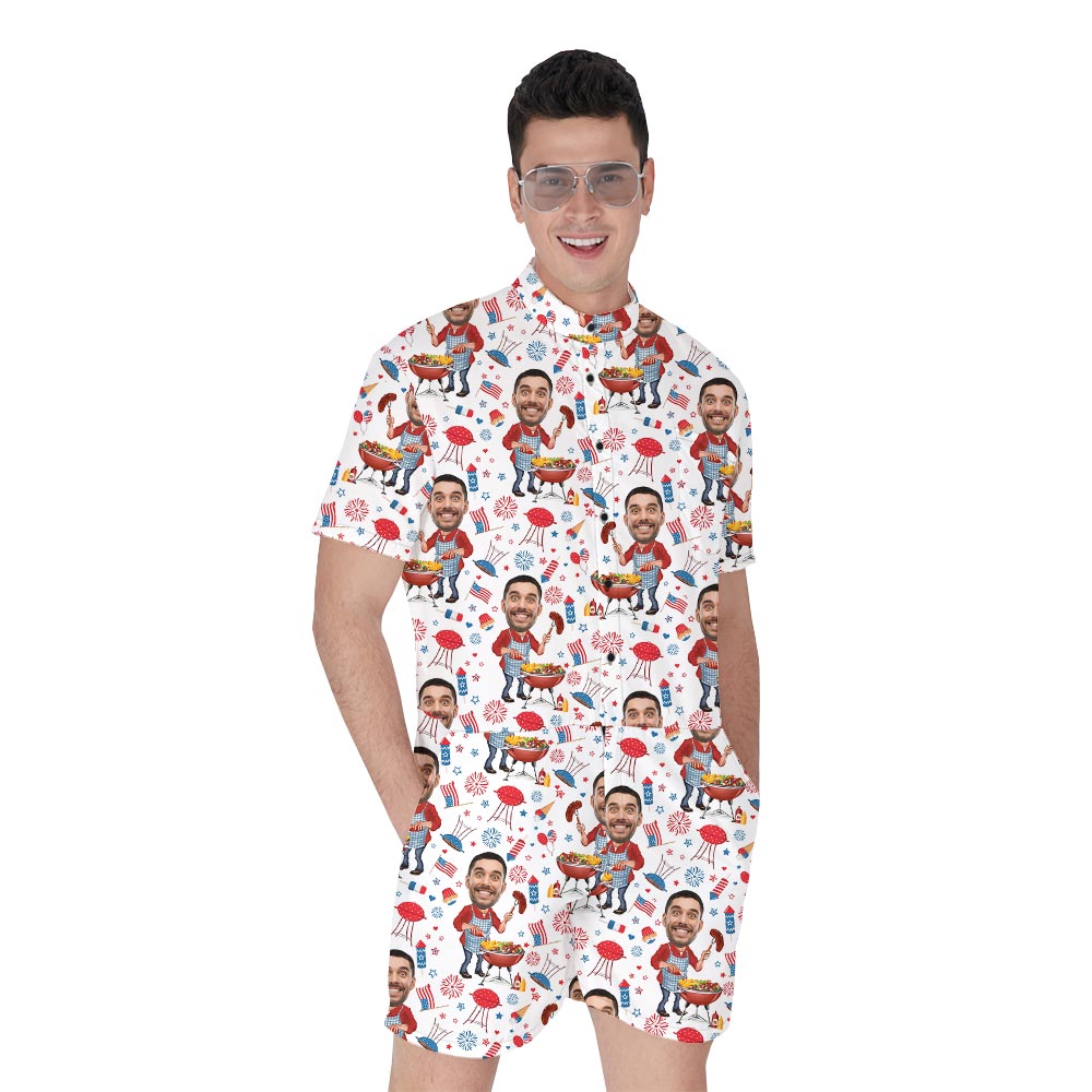 Funny Custom Face BBQ Party Romper For Men - variant image 1