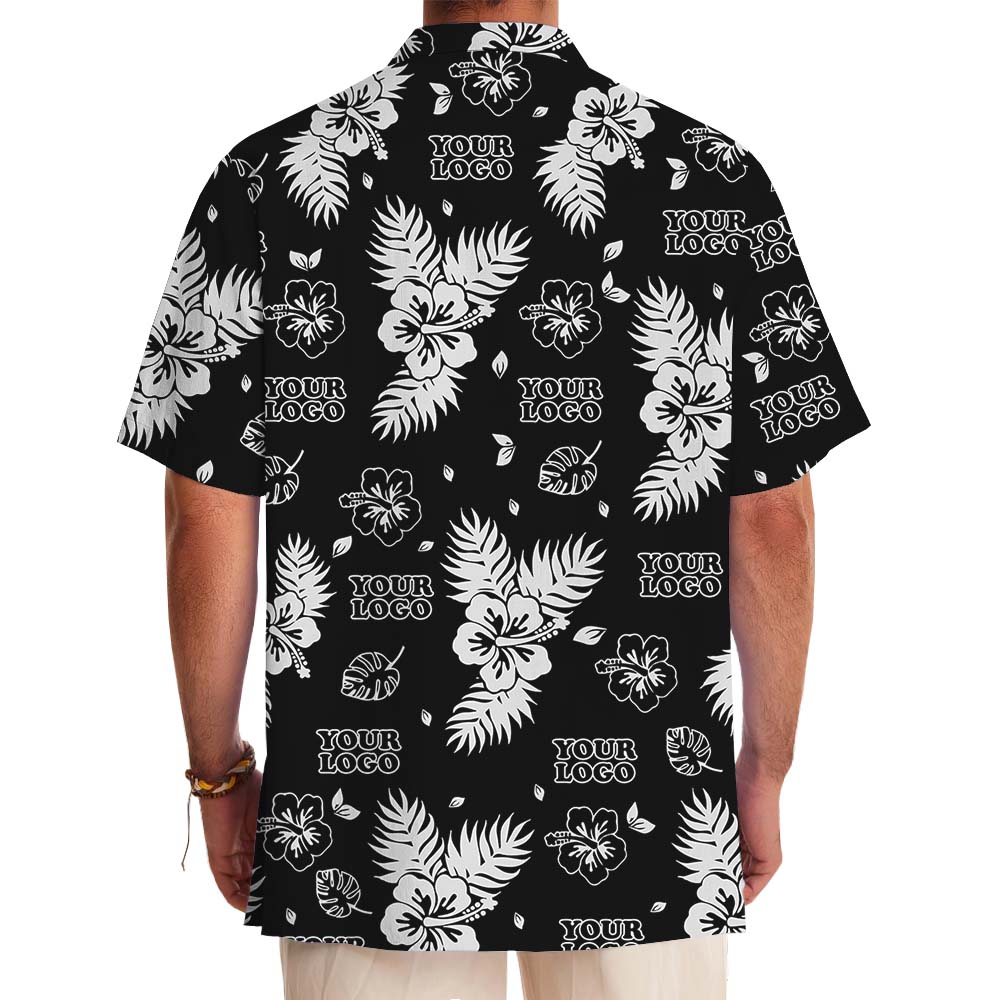 Floral Black Hawaiian Shirt With Group Logo