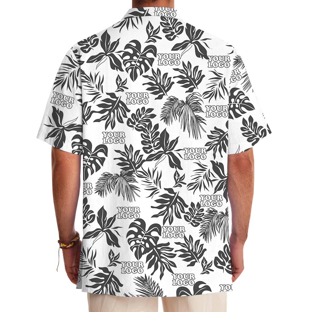 White And Black Custom Logo Hawaiian Shirt For Team