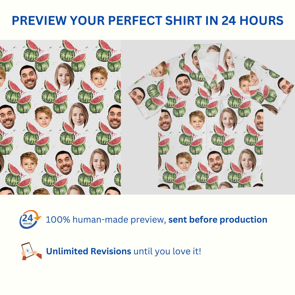 Watermelon Custom Family Hawaiian Shirt With Multiple Faces