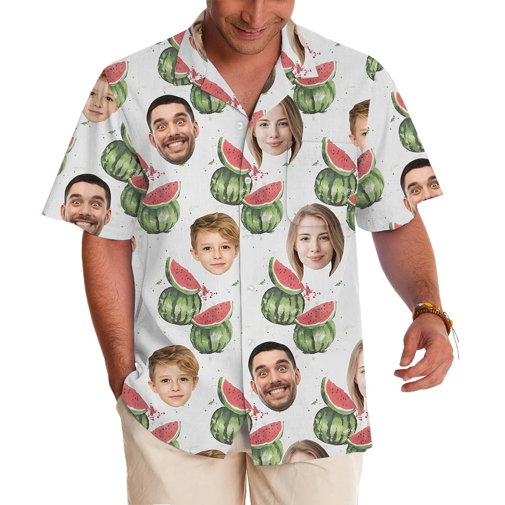 Watermelon Custom Family Hawaiian Shirt With Multiple Faces