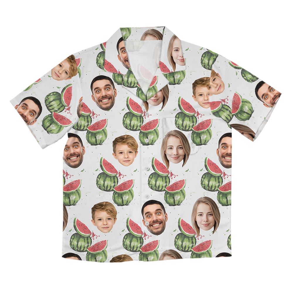 Watermelon Custom Family Hawaiian Shirt With Multiple Faces