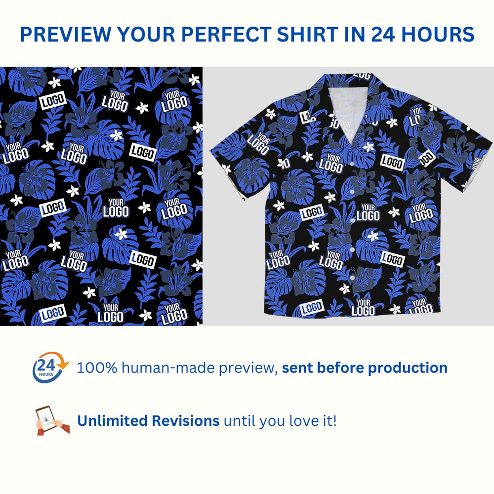Bulk Order Logo Hawaiian Shirt With Preview No Minimum