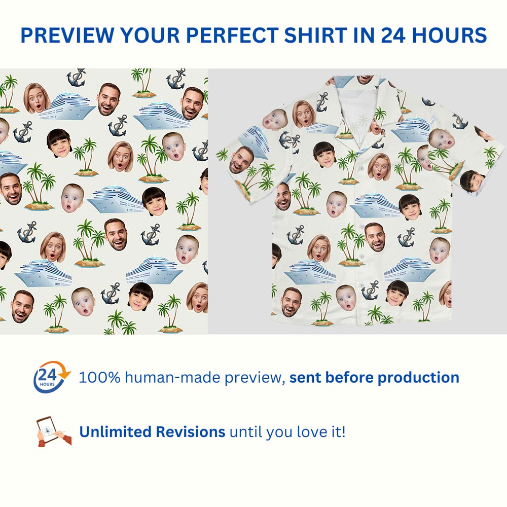 Funny Custom Family Face Cruise Hawaiian Shirt