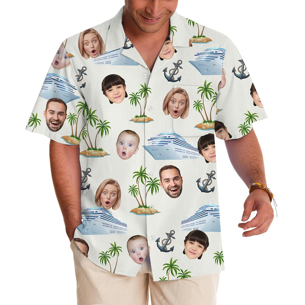 Funny Custom Family Face Cruise Hawaiian Shirt