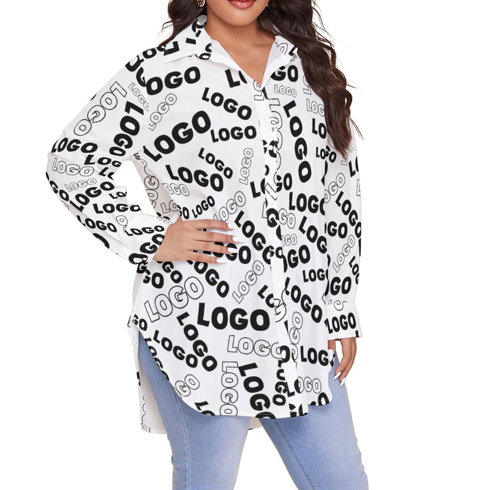 Fully Custom Logo Women's Plus Size Hawaiian Shirt