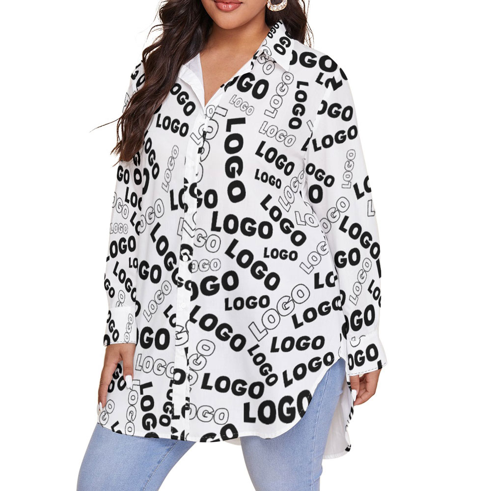 Fully Custom Logo Women's Plus Size Hawaiian Shirt