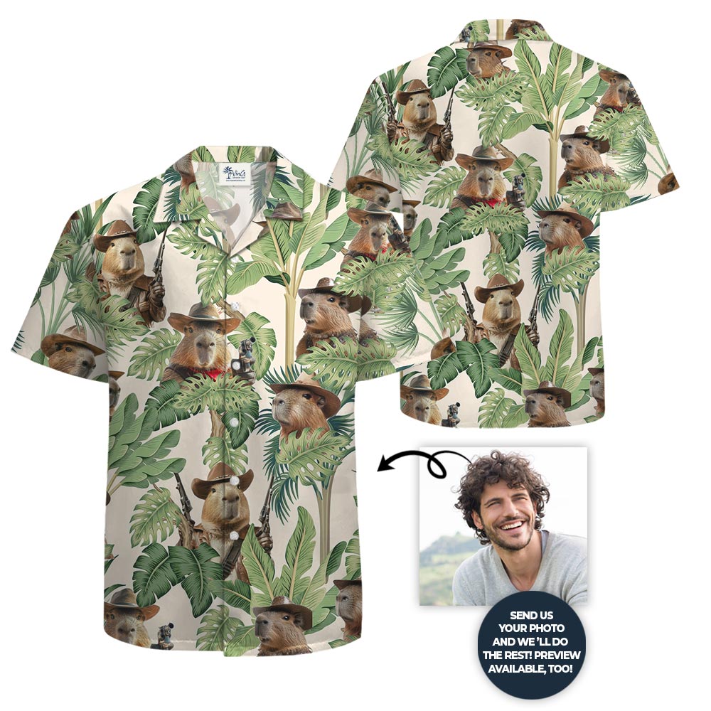 Funny Capybara Cowboy Tropical Shirt Button Up