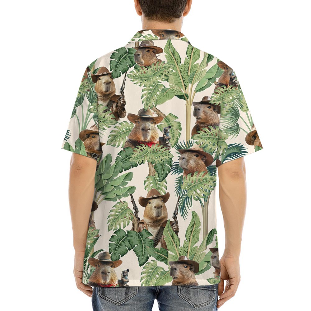 Funny Capybara Cowboy Tropical Shirt Button Up