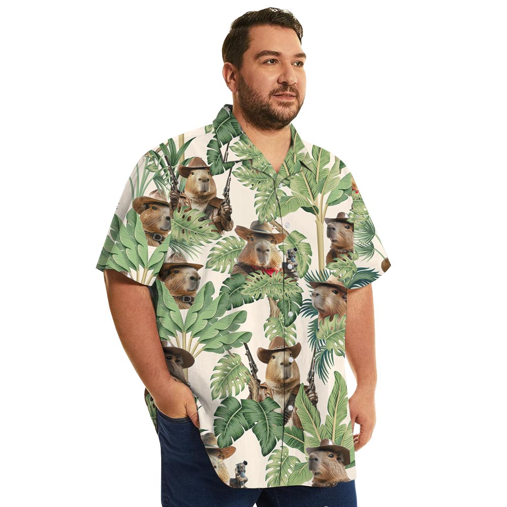 Funny Capybara Cowboy Tropical Shirt Button Up