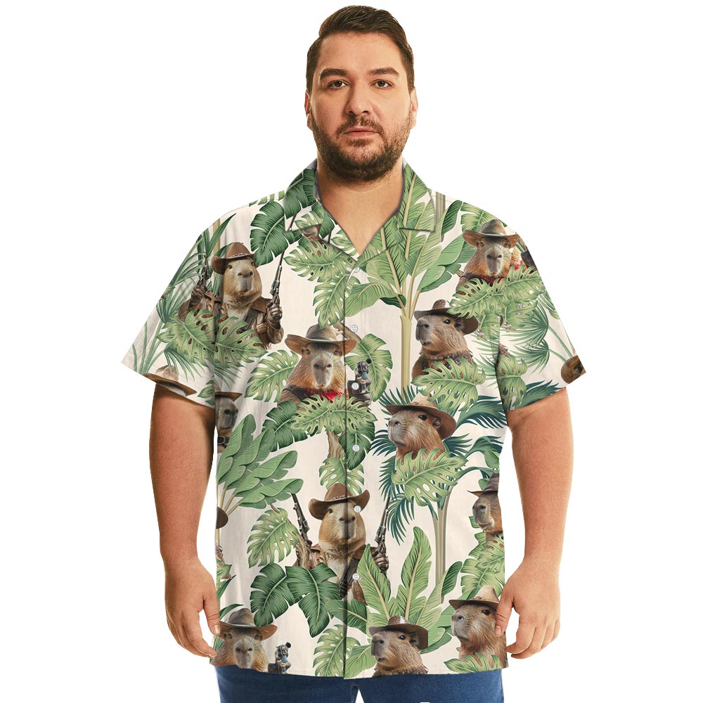 Funny Capybara Cowboy Tropical Shirt Button Up