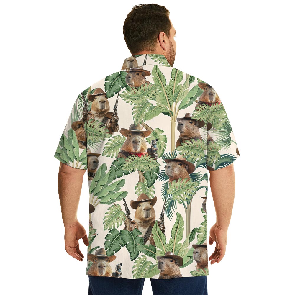 Funny Capybara Cowboy Tropical Shirt Button Up