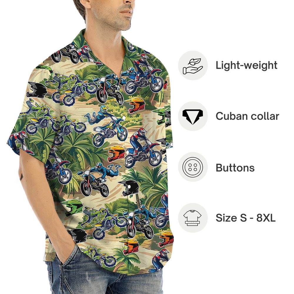 Cool Motocross Hawaiian Shirt Short Sleeves Summer