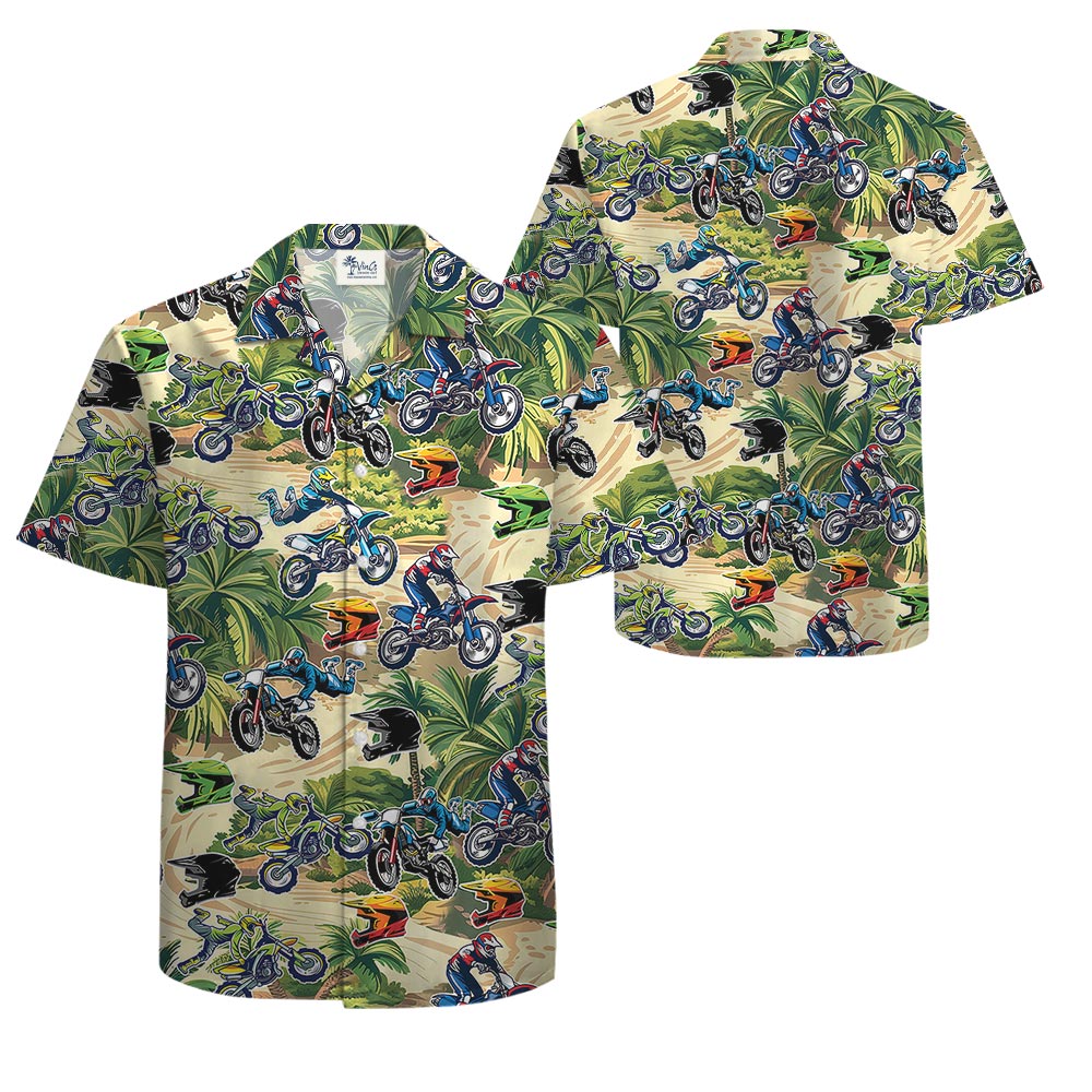 Cool Motocross Hawaiian Shirt Short Sleeves Summer