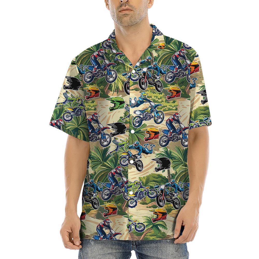 Cool Motocross Hawaiian Shirt Short Sleeves Summer
