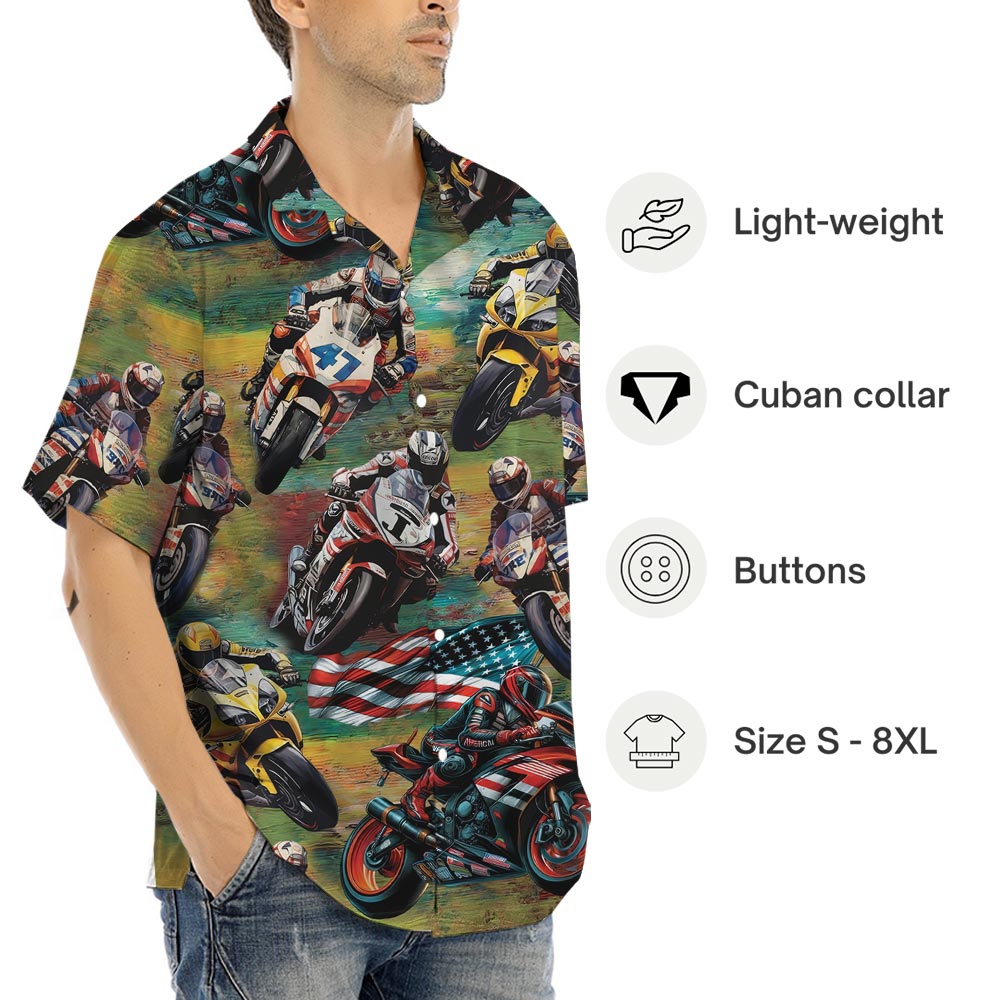 Motocross Racing Button Up Hawaiian Shirt