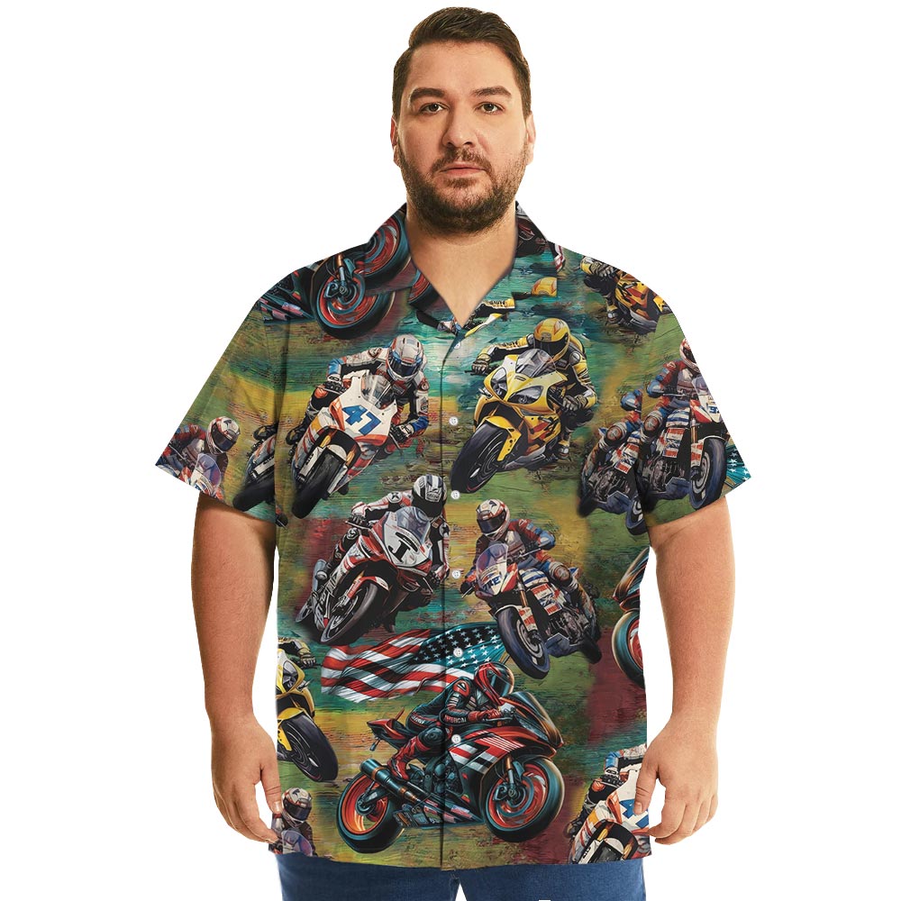 Motocross Racing Button Up Hawaiian Shirt