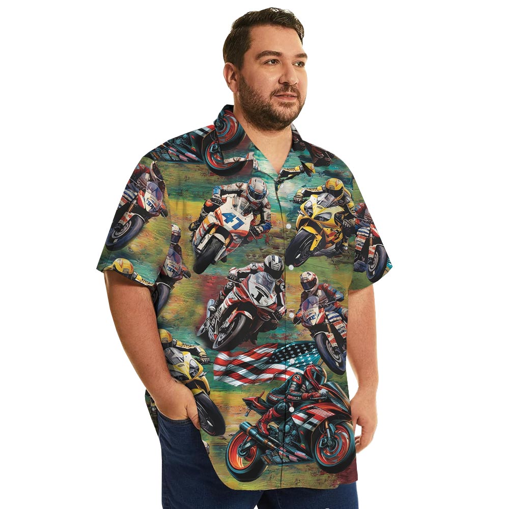 Motocross Racing Button Up Hawaiian Shirt