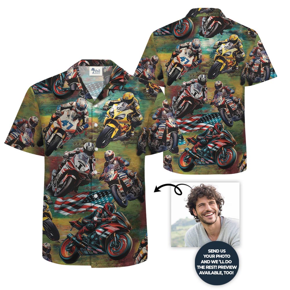 Motocross Racing Button Up Hawaiian Shirt