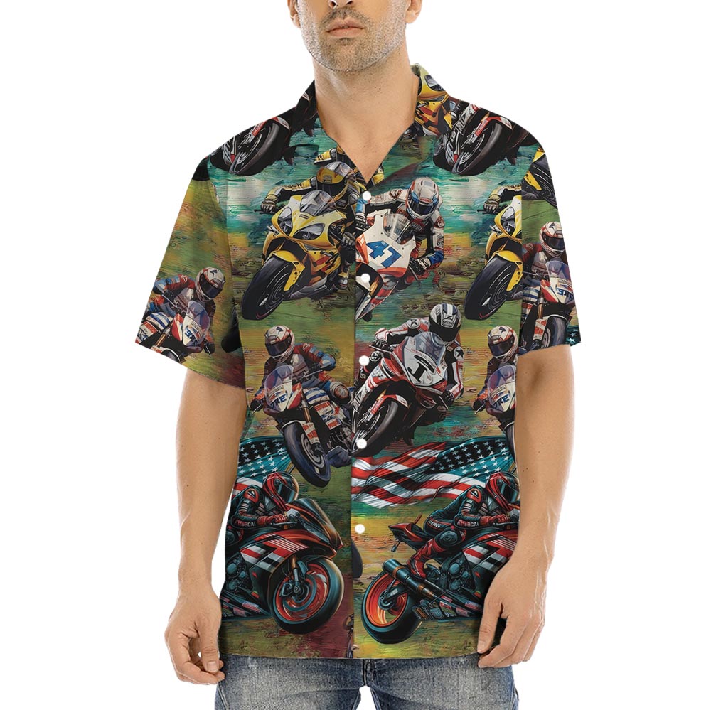 Motocross Racing Button Up Hawaiian Shirt