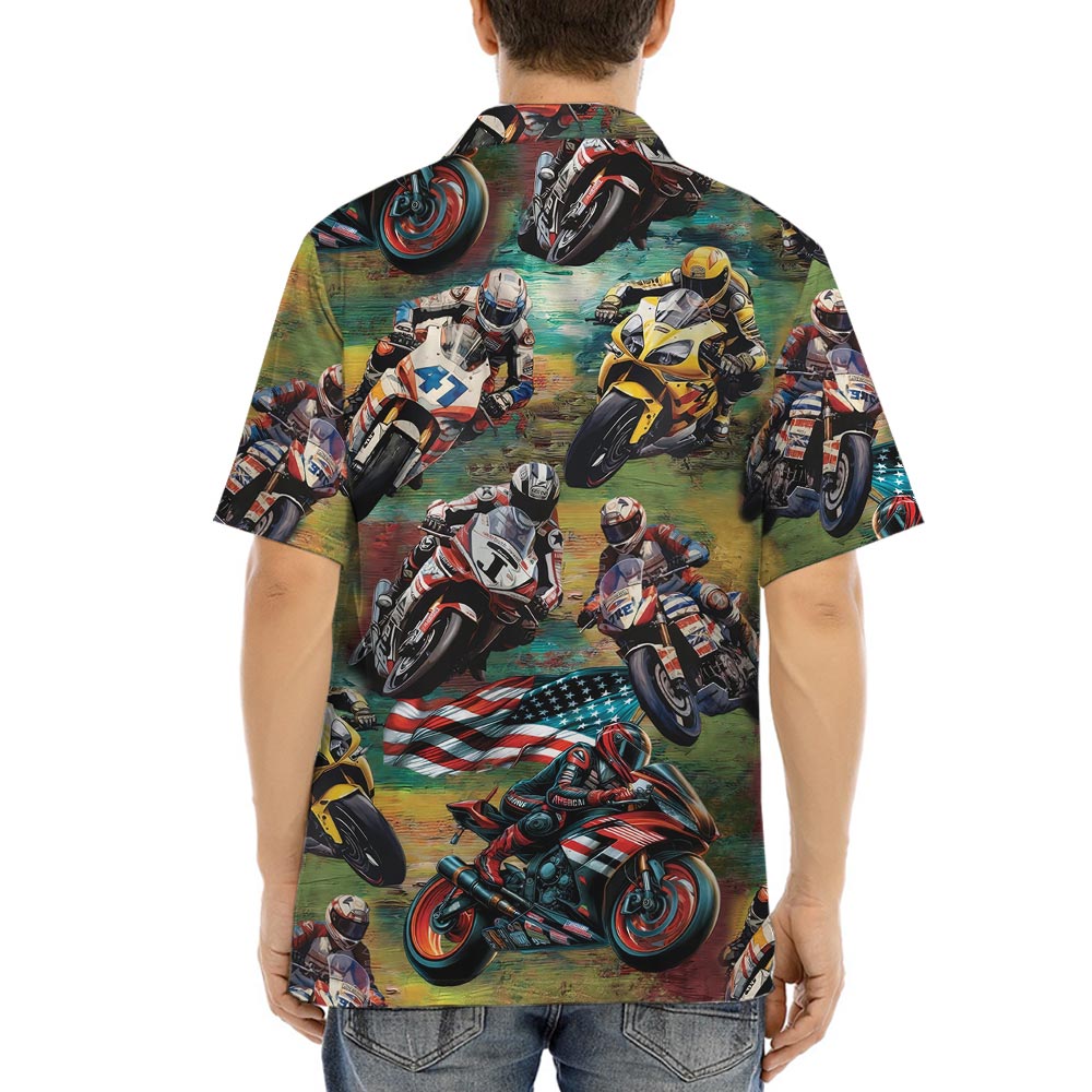 Motocross Racing Button Up Hawaiian Shirt