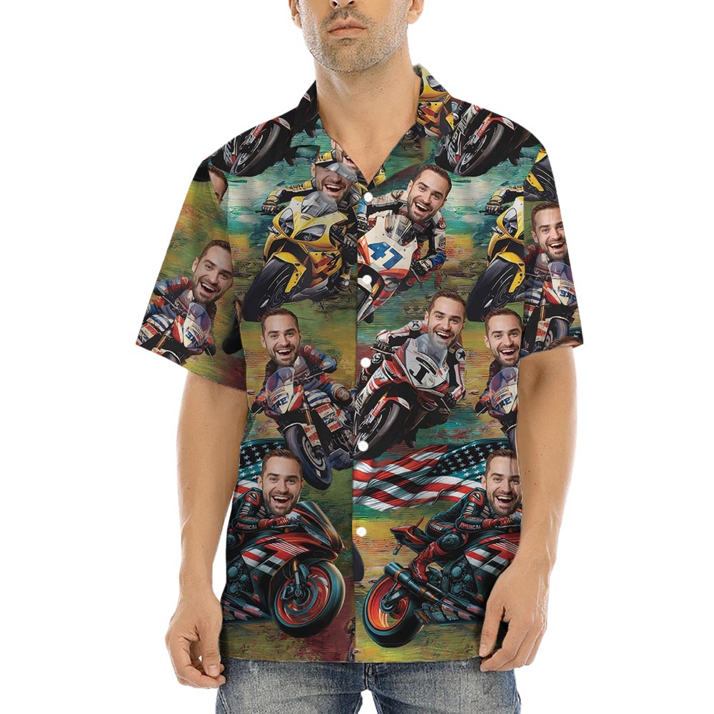Custom Face Motocross Hawaiian Shirt