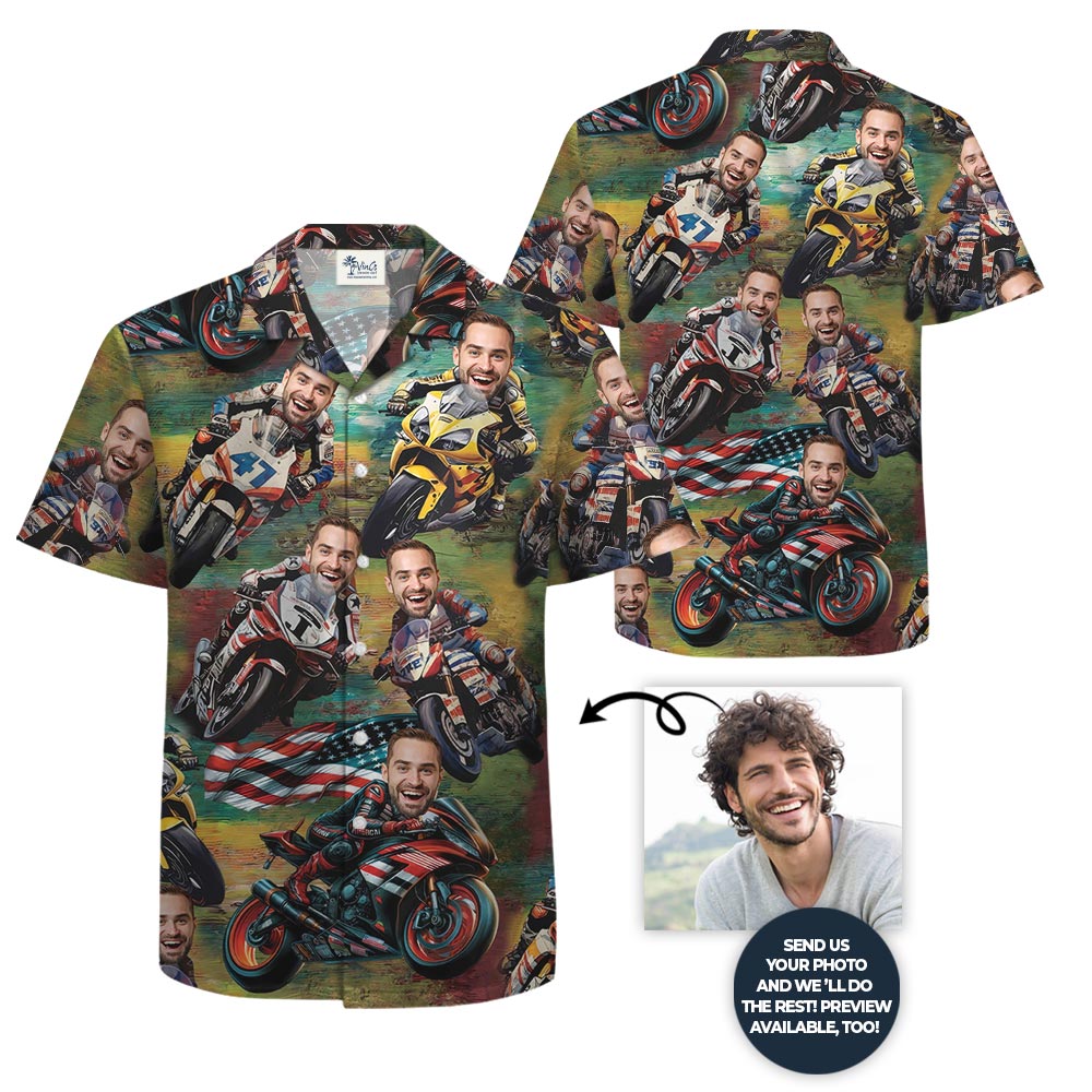 Custom Face Motocross Hawaiian Shirt