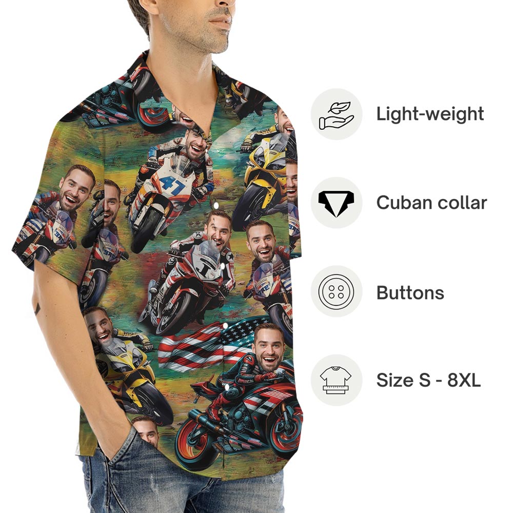 Custom Face Motocross Hawaiian Shirt