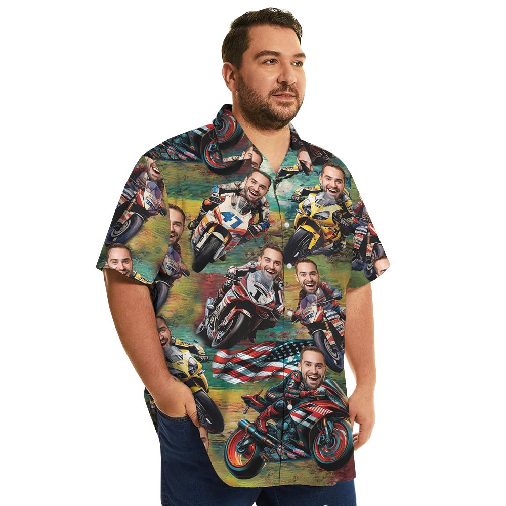 Custom Face Motocross Hawaiian Shirt