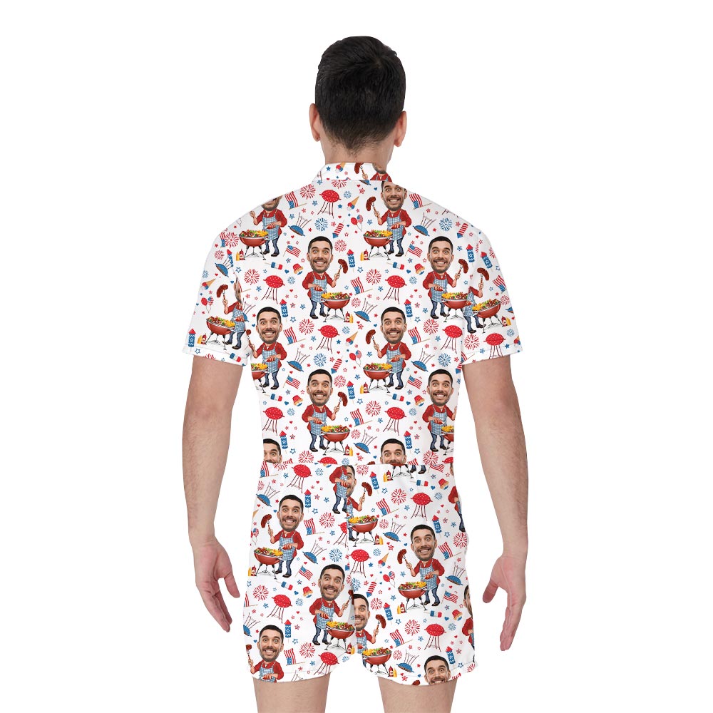 Funny Custom Face BBQ Party Romper For Men