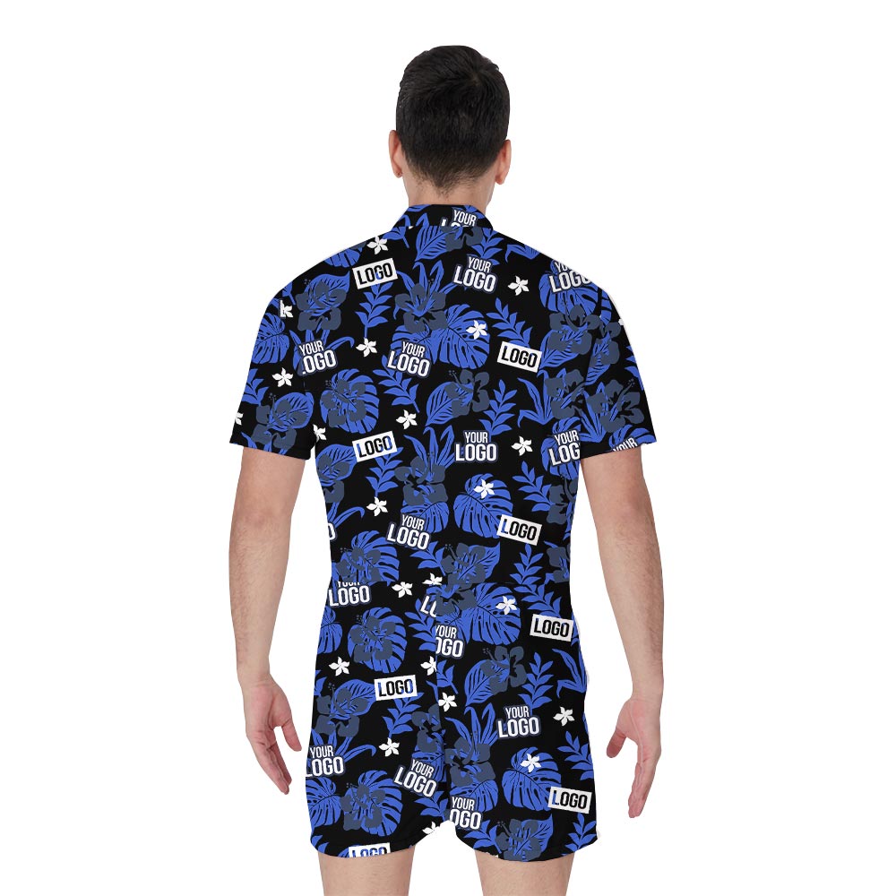 Personalized Navy Tropical Romper For Men With Logo