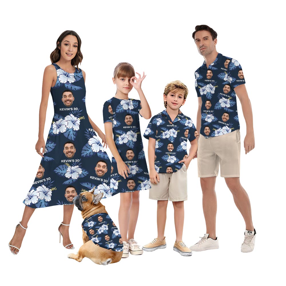 Custom Family Face Matching Aloha Outfits Navy - variant image 1
