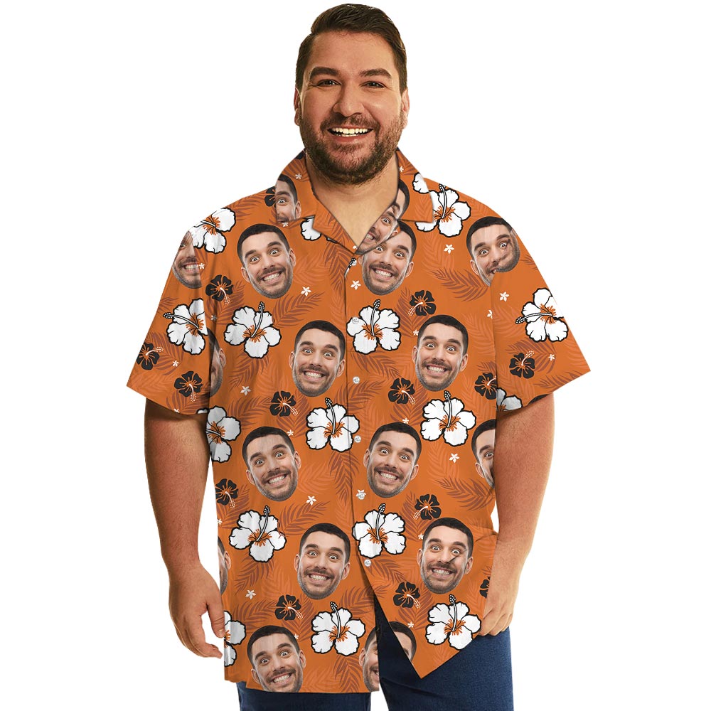 Funny Your Face Hawaiian Shirt Orange Print - variant image 1