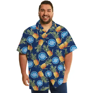 Custom Company Logo Vintage Navy Hawaiian Shirt