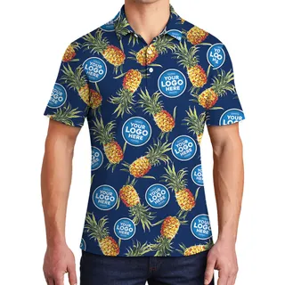 Custom 1-4 Logos Vintage Pineapple Navy Polo Shirt