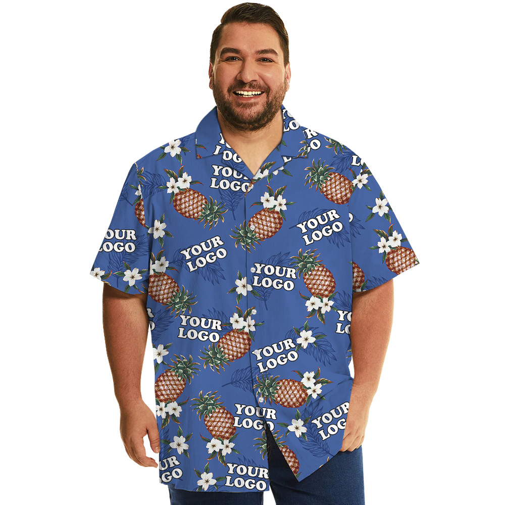 Classic Blue Pineapple Hawaiian Shirt With Custom Logo - variant image 1