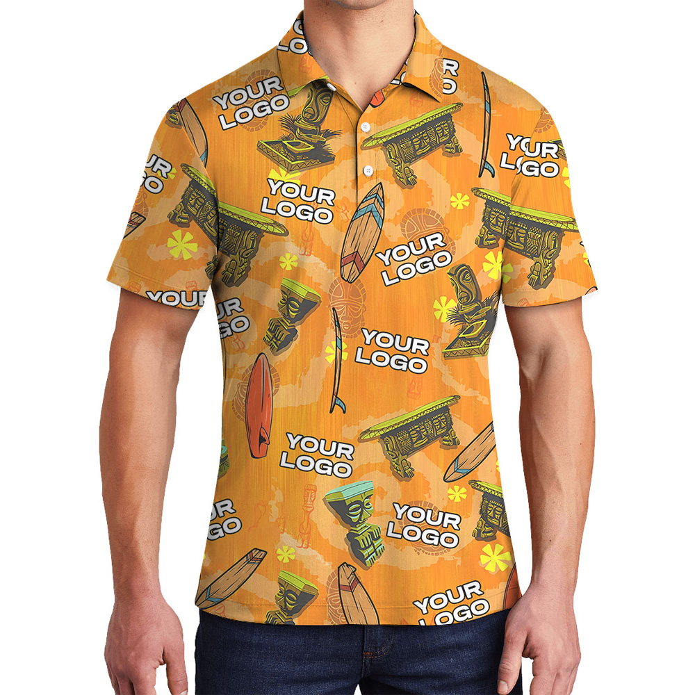 Vintage Tiki Surfing Polo Shirt With Custom Logo - variant image 1