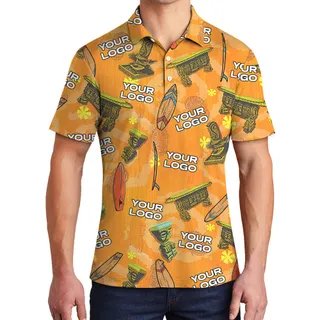 Vintage Tiki Surfing Polo Shirt With Custom Logo