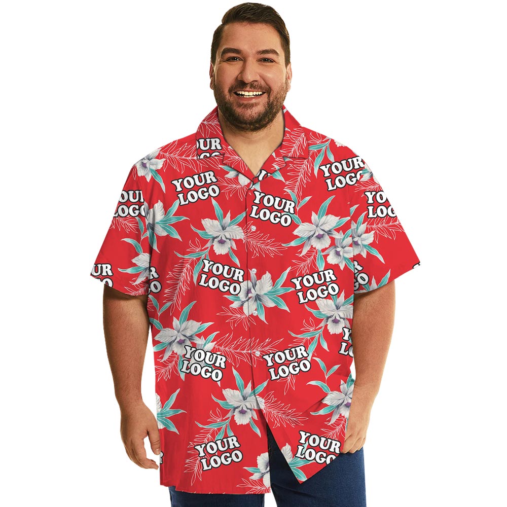 Personalized Red Hawaii Button Shirt With Corporate Logo - variant image 1