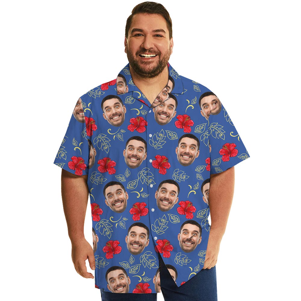 Blue Hibiscus Aloha Shirt Custom Multiple Faces - variant image 1