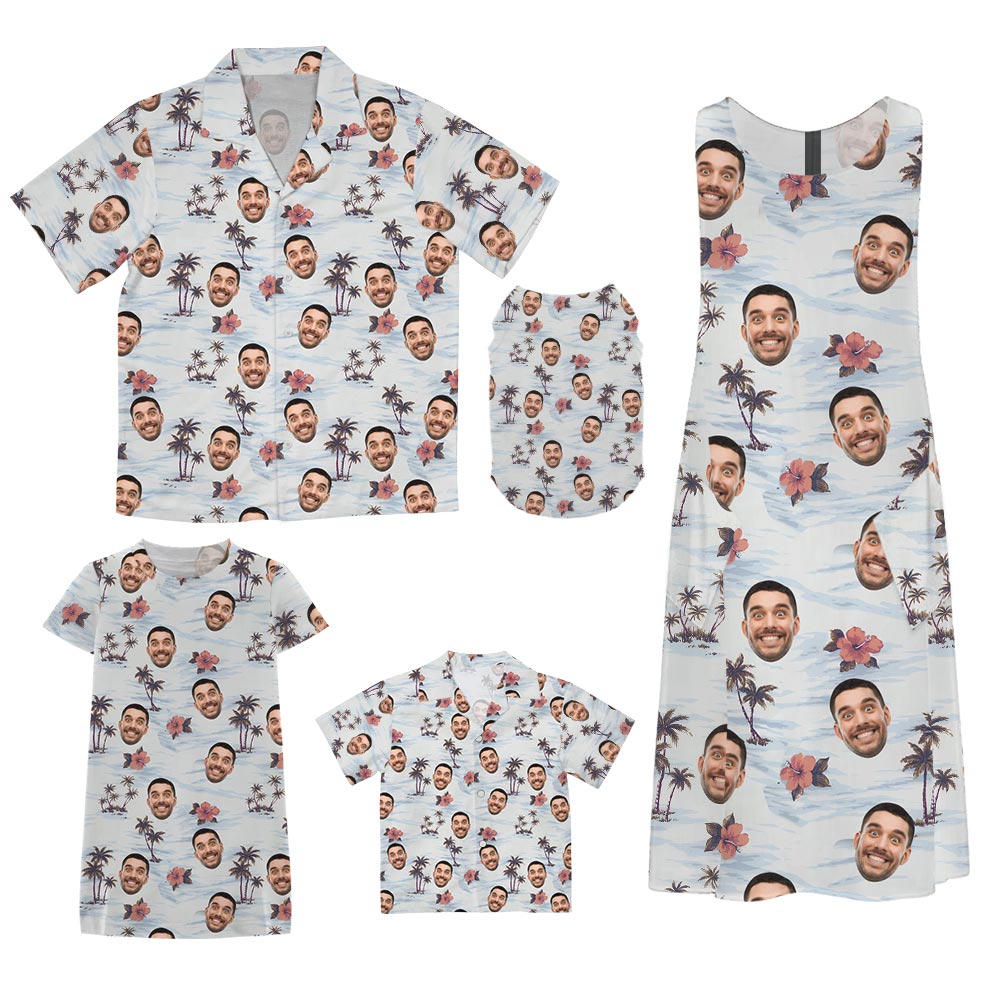 Custom Face Beach Theme Matching Aloha Outfits