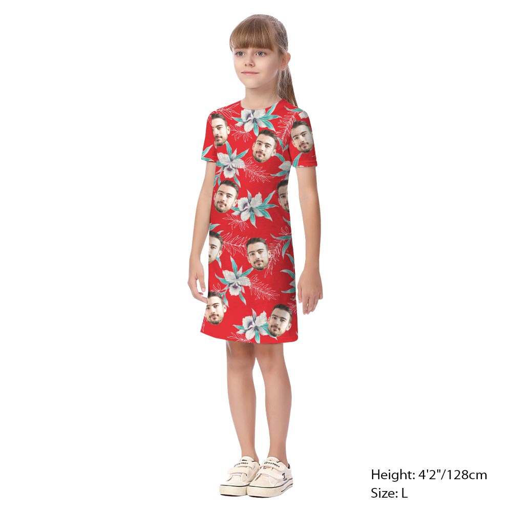Personalized Red Matching Aloha Shirt And Dress For Family