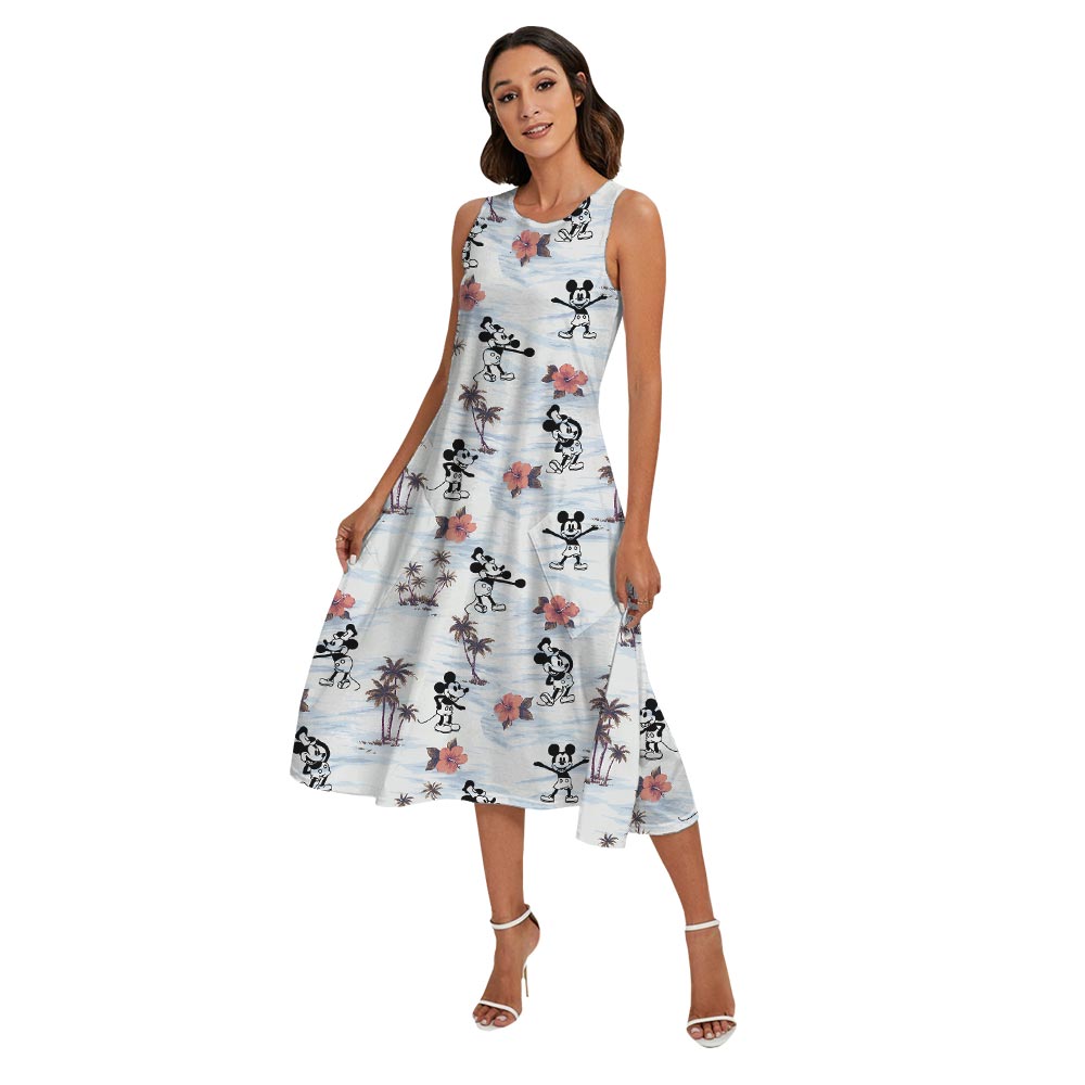 Steamboat Willie Mickey Minnie Family Matching Aloha Shirt Dress