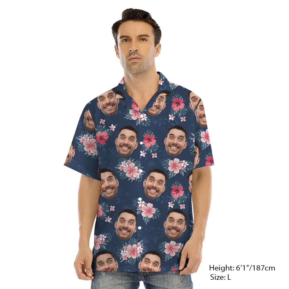 Funny Blue Floral Matching Aloha Shirt And Dress For Family