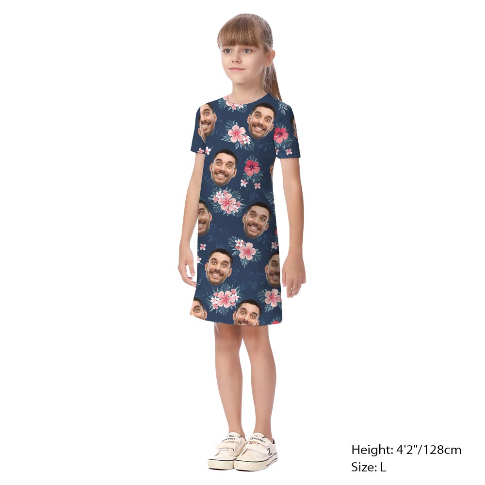 Funny Blue Floral Matching Aloha Shirt And Dress For Family