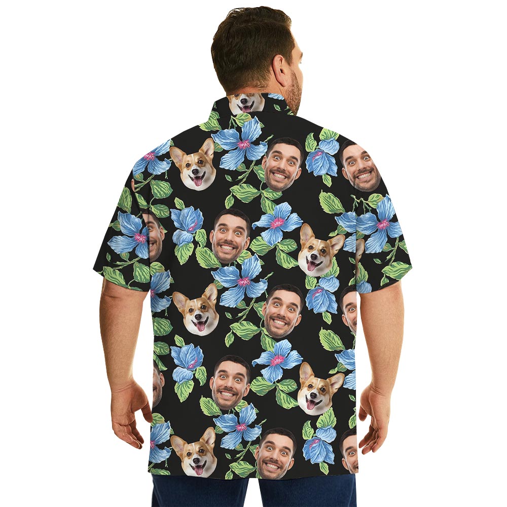 Black Personalized Tropical Summer Shirt With Photo