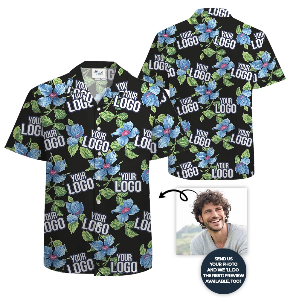 Black Personalized Tropical Summer Shirt With Photo